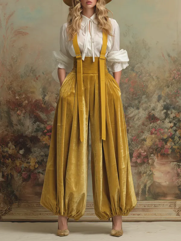 Retro-style Fashionable Elasticated Cuffs Overalls sold by Oyrosy