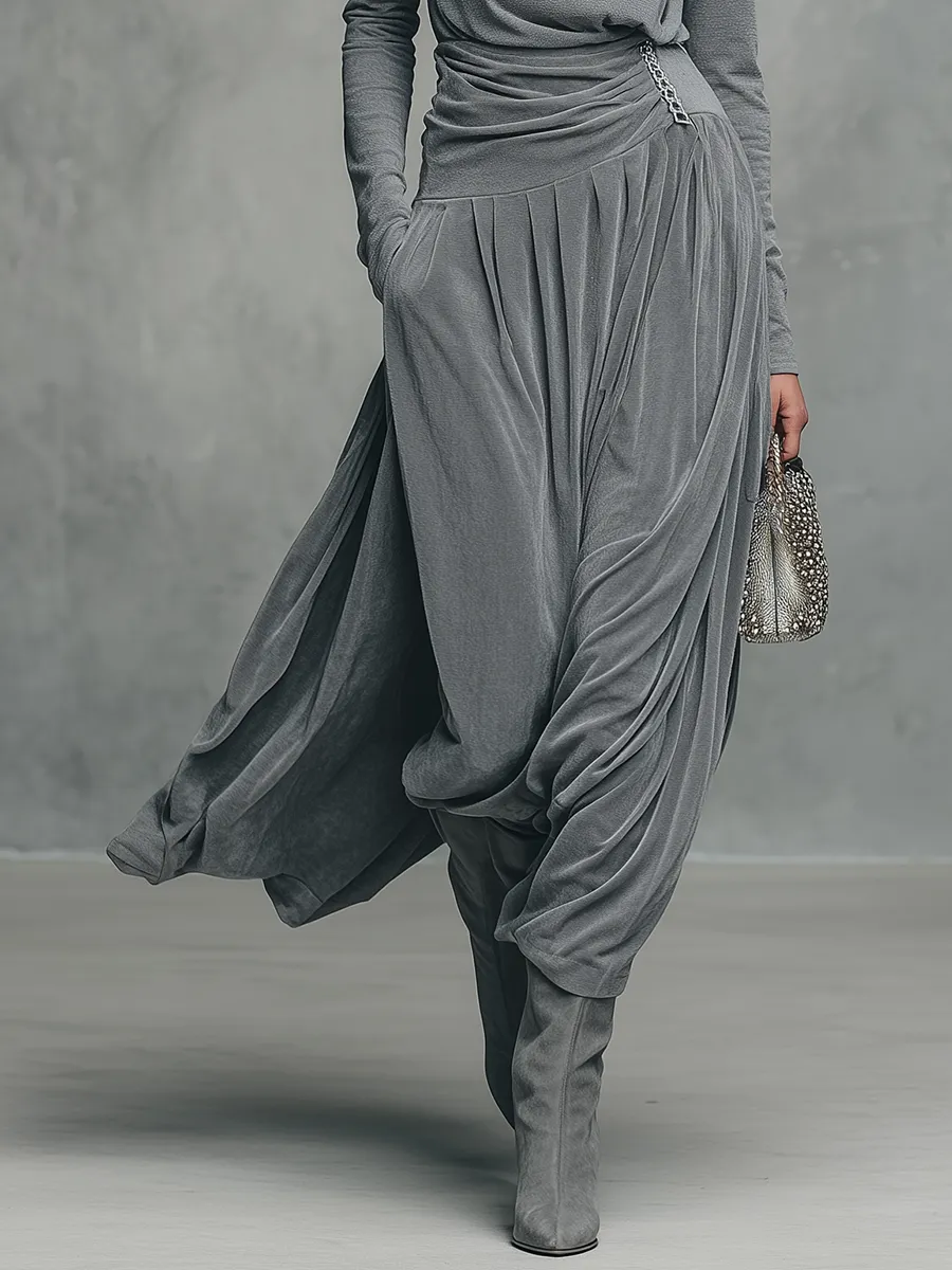 Elegant Retro Stand-up Collar Long-sleeved T-shirt And Velvet Skirt Set sold by Oyrosy product image thumbnail 4