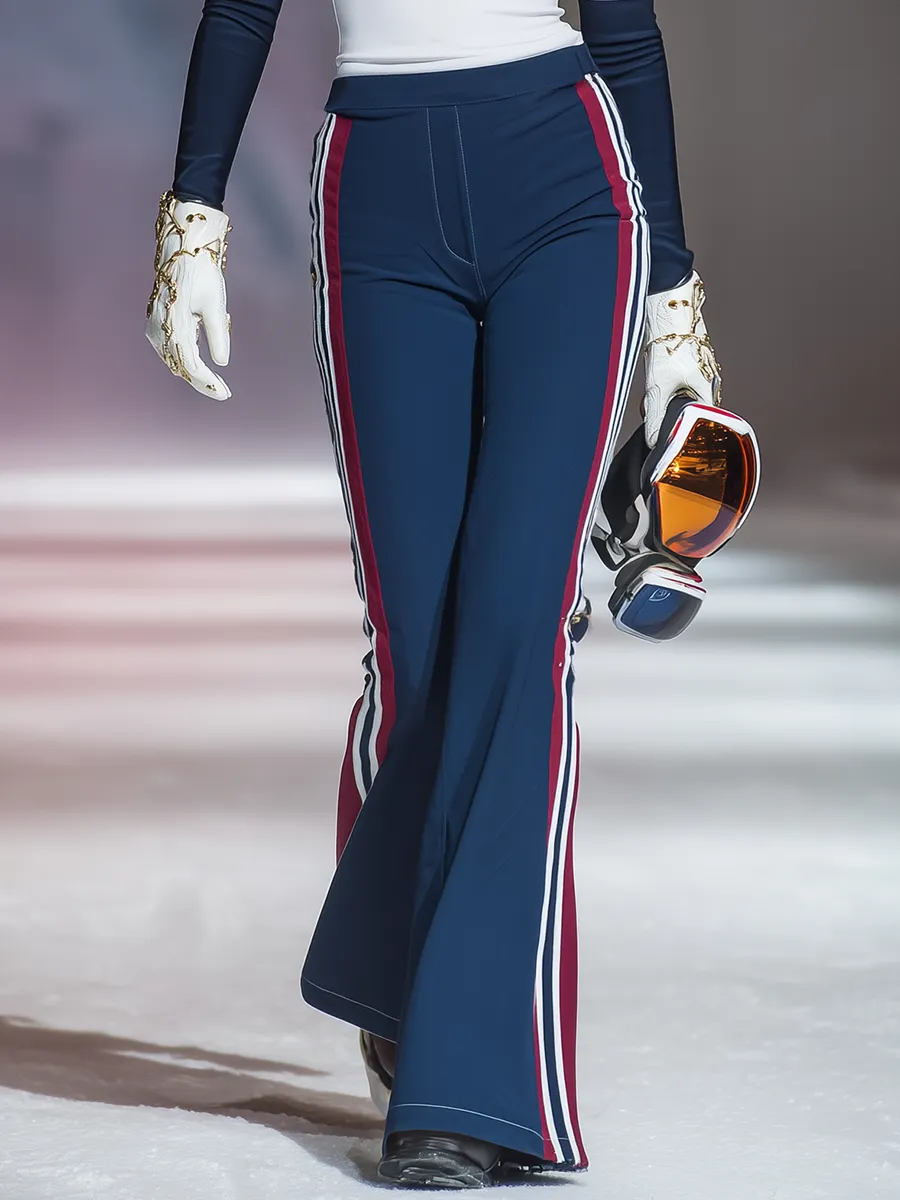 Retro Sporty Zip-up Stand-up Collar Top And Flared Pants Set sold by Oyrosy product image thumbnail 4