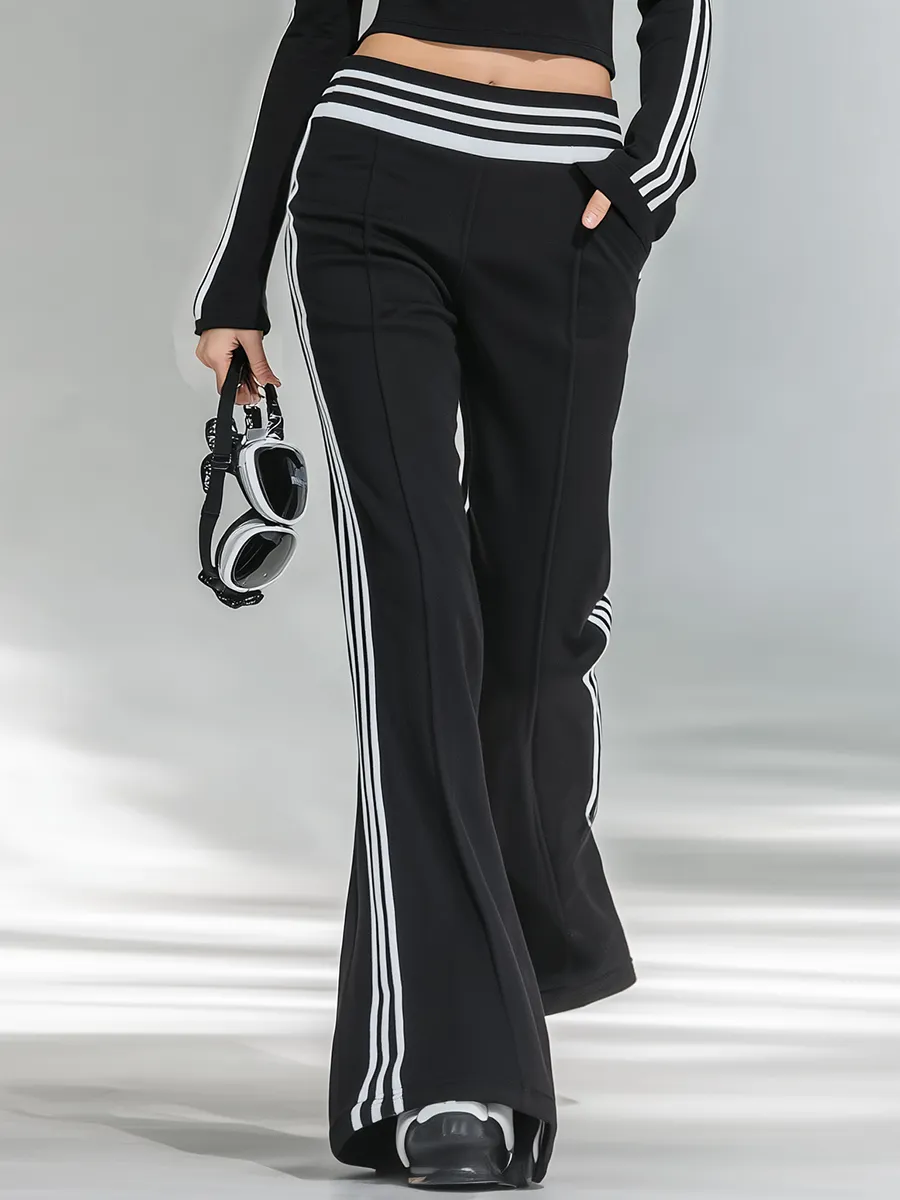 Sporty And Stylish Stand-up Collar T-shirt And Flared Pants Set sold by Oyrosy product image thumbnail 4