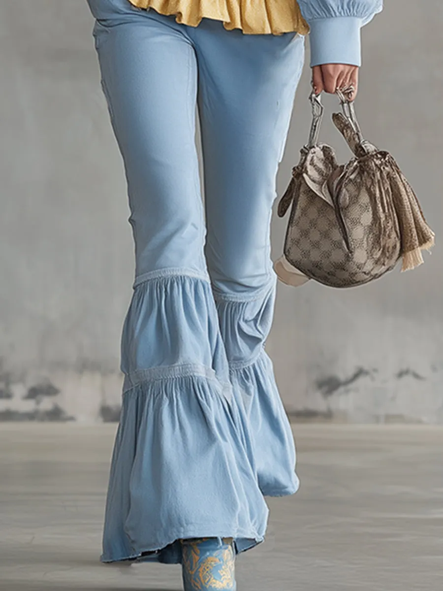 Stylish And Refreshing Blue Sweatshirt And Flared Pants Tracksuit sold by Oyrosy product image thumbnail 4