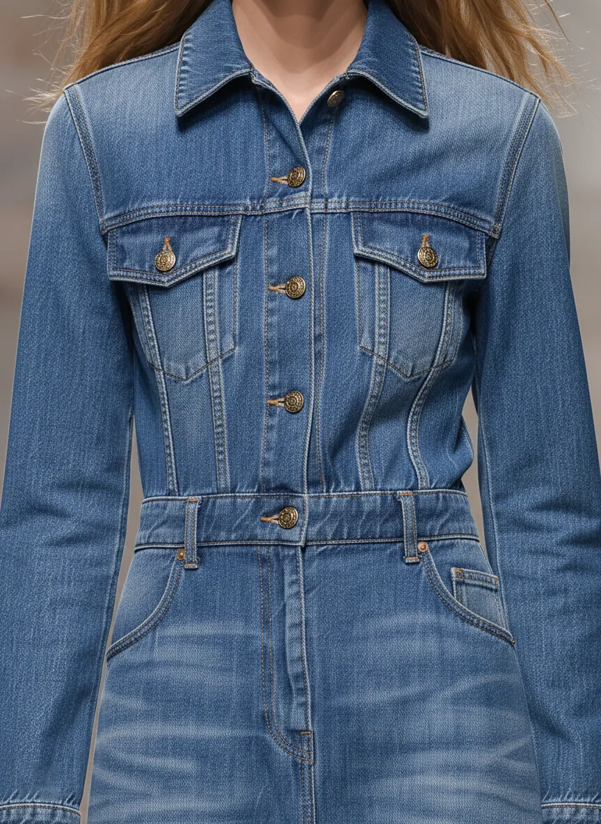 Casual And Stylish Lapel Blue Denim Maxi Dress sold by Oyrosy product image thumbnail 3