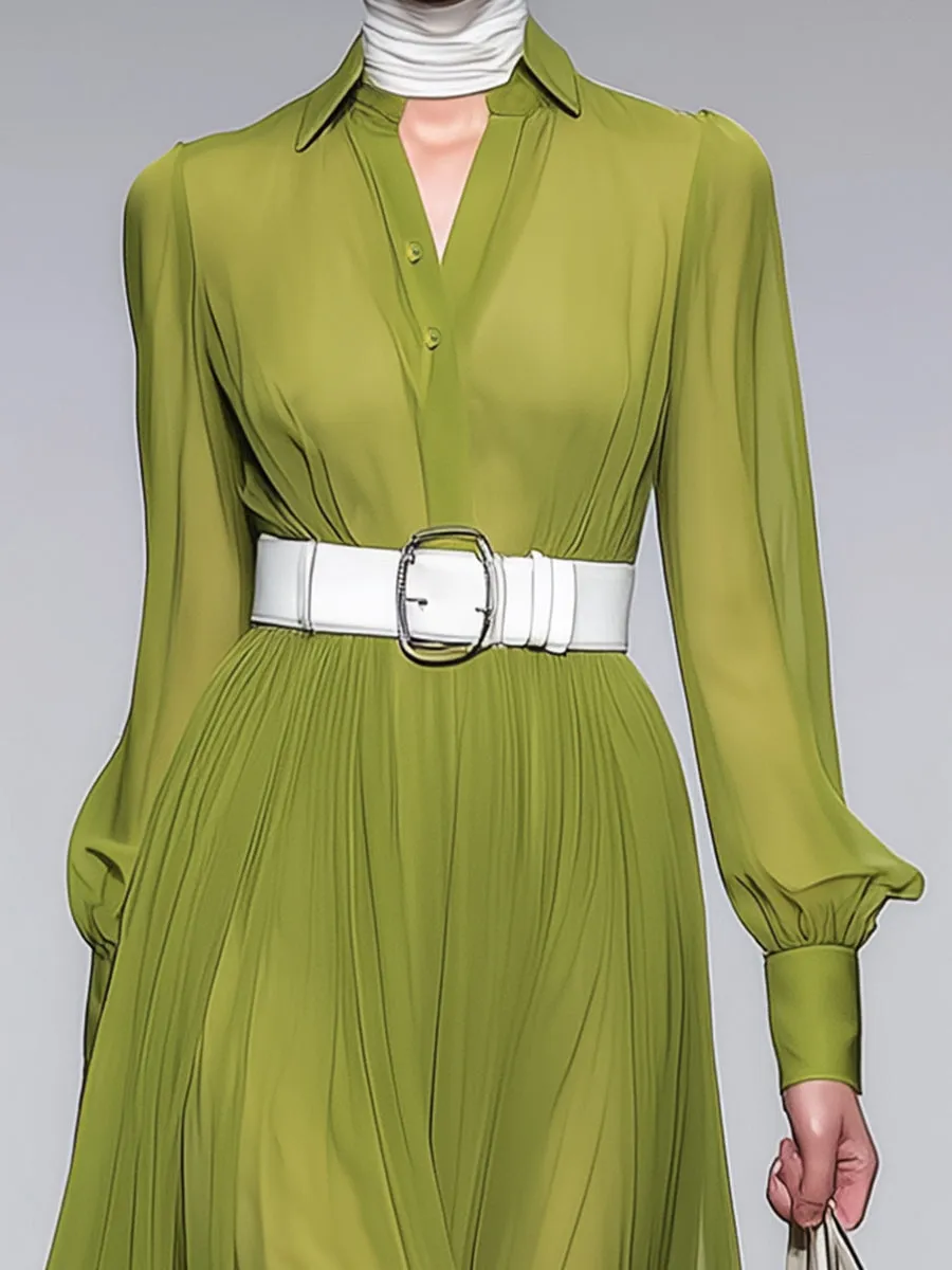 Elegant Green Thick Chiffon Maxi Dress sold by Oyrosy product image thumbnail 3