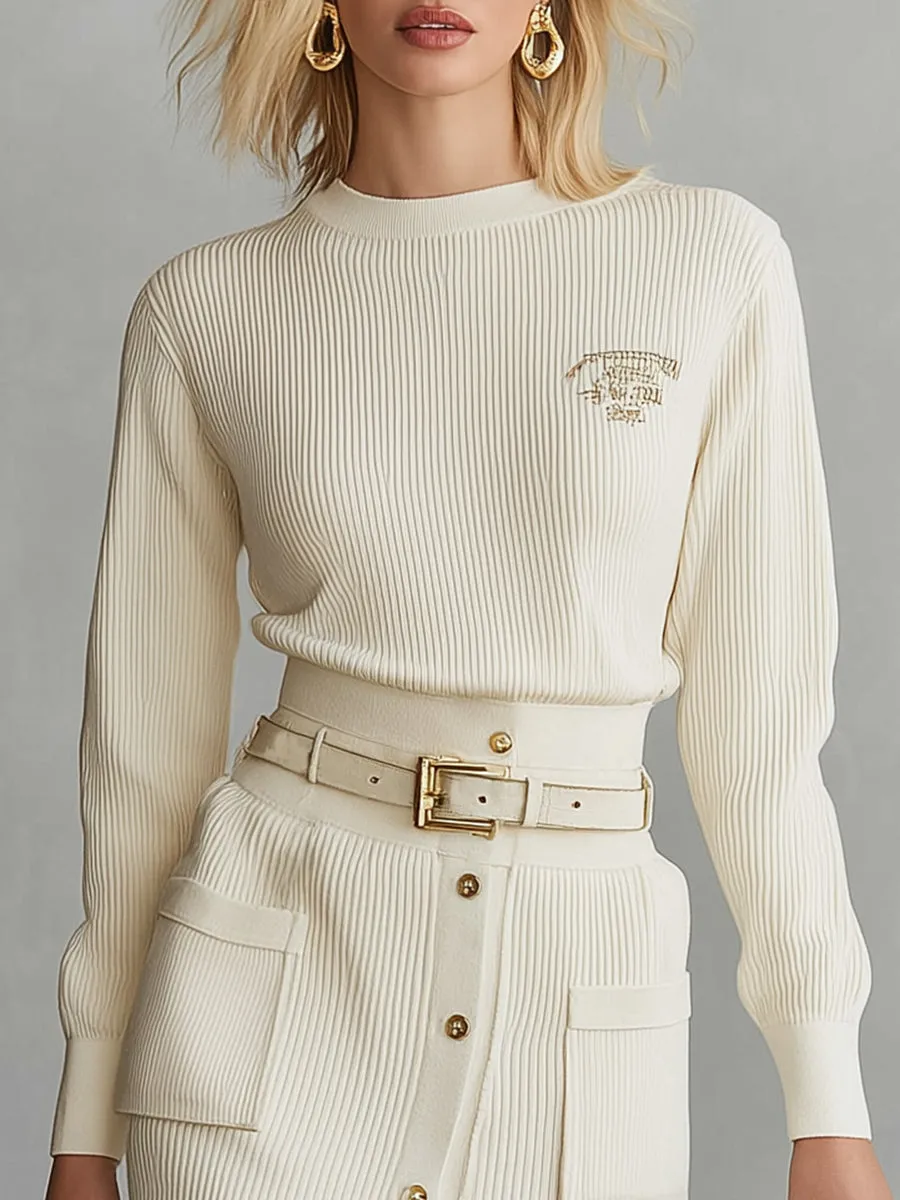 Casual And Stylish Buttons And A Slit Beige Knitted Midi Dress sold by Oyrosy product image thumbnail 3