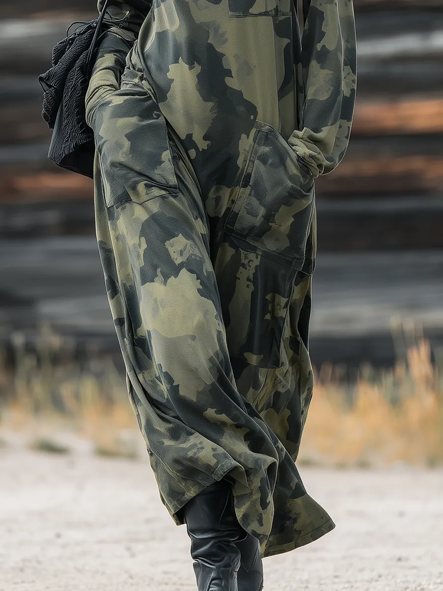 Casual Western Camouflage Print Layered Neckline Maxi Dress sold by Oyrosy product image thumbnail 4