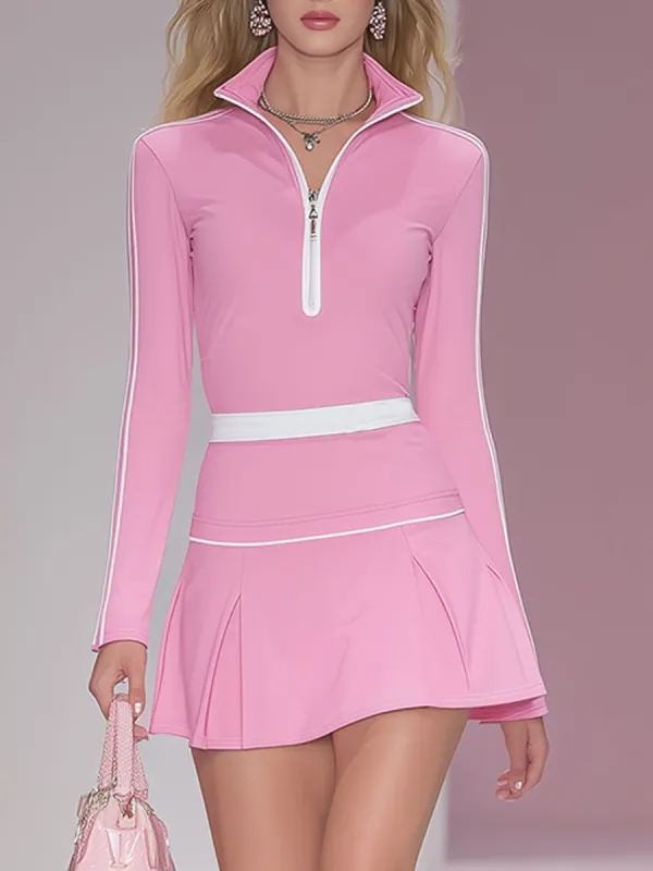 Athletic And Casual Pink Cotton Mini Dress sold by Oyrosy