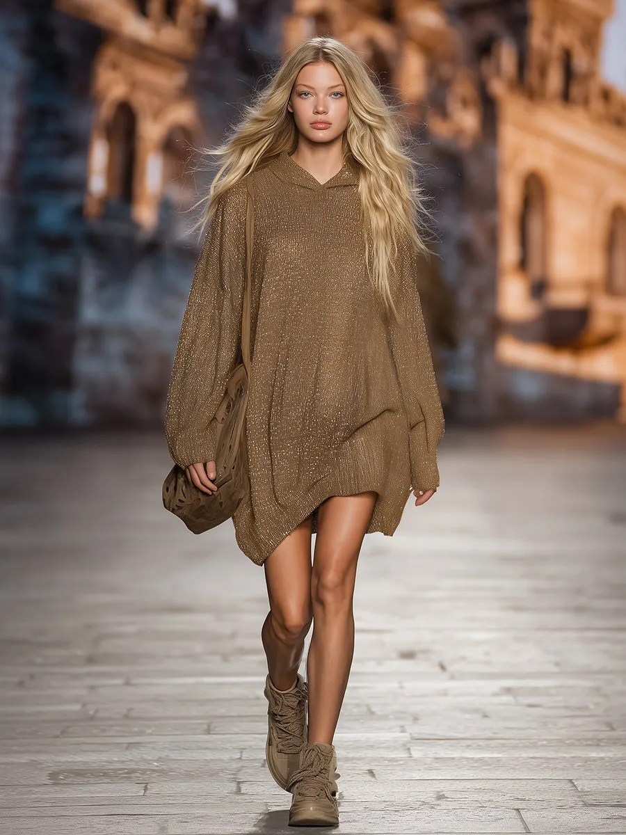 Sporty Stylish Loose-fitting Hooded Mini Dress sold by Oyrosy product image thumbnail 2