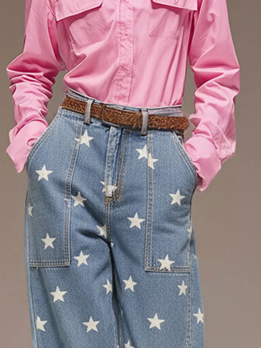 Casual Retro Pink Cotton Long-Sleeved Shirt sold by Oyrosy product image thumbnail 3