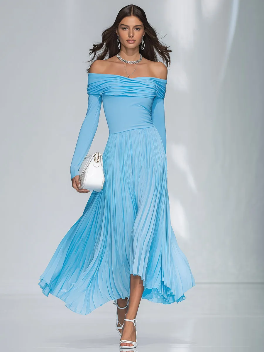 Elegant Off-the-shoulder Long-sleeved Maxi Dress sold by Oyrosy product image thumbnail 4