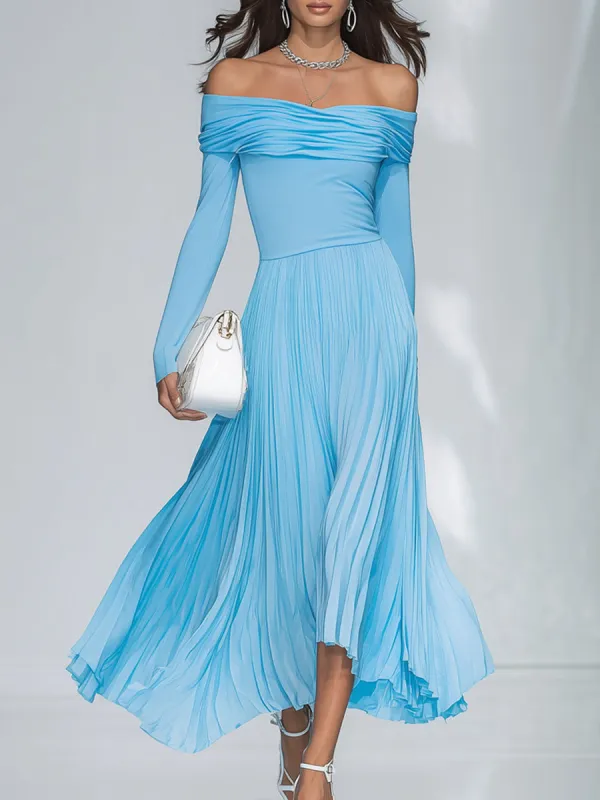 Elegant Off-the-shoulder Long-sleeved Maxi Dress sold by Oyrosy