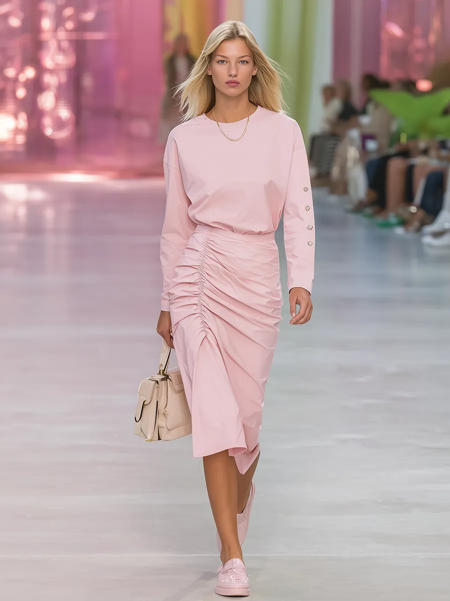 Stylish Elegant Sporty Pleated Midi Dress sold by Oyrosy product image thumbnail 2