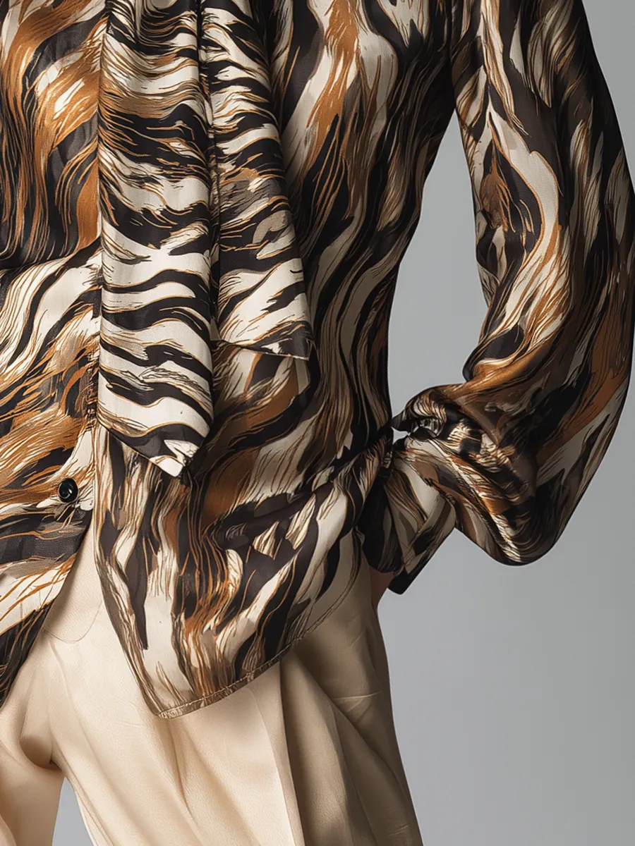 Stylish And Elegant Zebra-print Satin Shirt sold by Oyrosy product image thumbnail 4