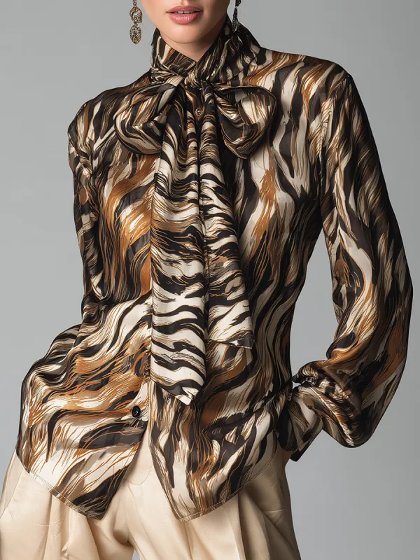 Stylish And Elegant Zebra-print Satin Shirt sold by Oyrosy