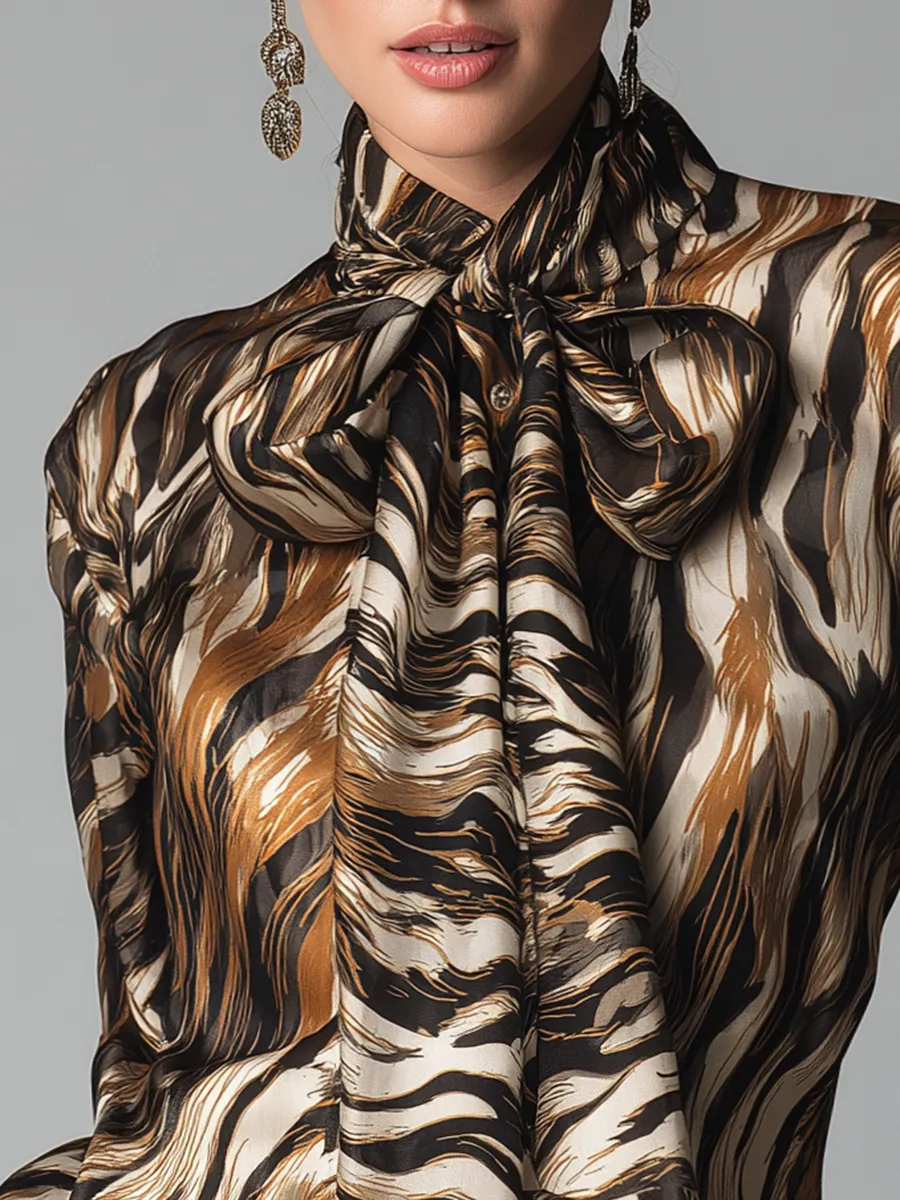 Stylish And Elegant Zebra-print Satin Shirt sold by Oyrosy product image thumbnail 3