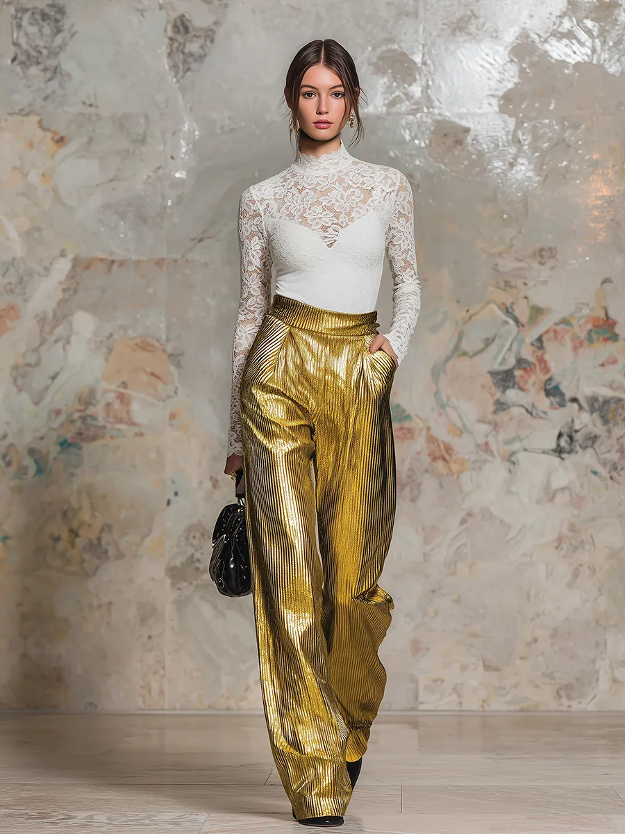 Stylish Elegant Stand-up Collar Lace Long Sleeve T-shirt sold by Oyrosy product image thumbnail 2