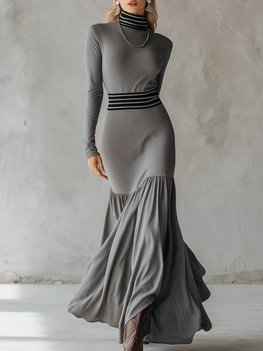 Stylish And Sexy Sporty Striped Gray Cotton Maxi Dress sold by Oyrosy