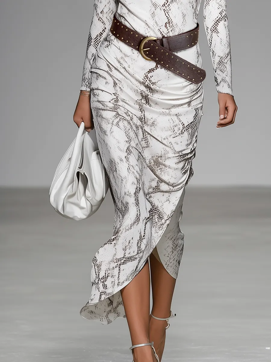 Retro-chic Urban Snake Print Maxi Dress sold by Oyrosy product image thumbnail 4