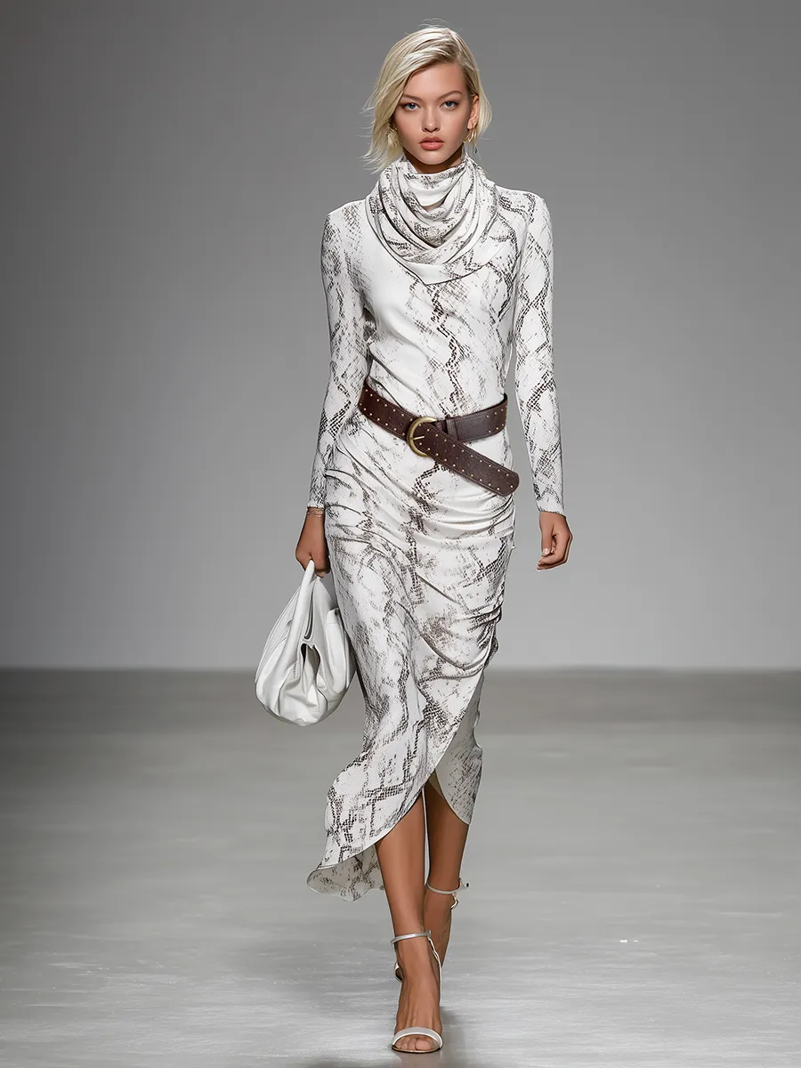 Retro-chic Urban Snake Print Maxi Dress sold by Oyrosy product image thumbnail 2