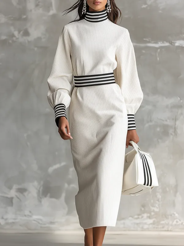 Sporty Retro Stand-up Collar Corduroy Dress sold by Oyrosy