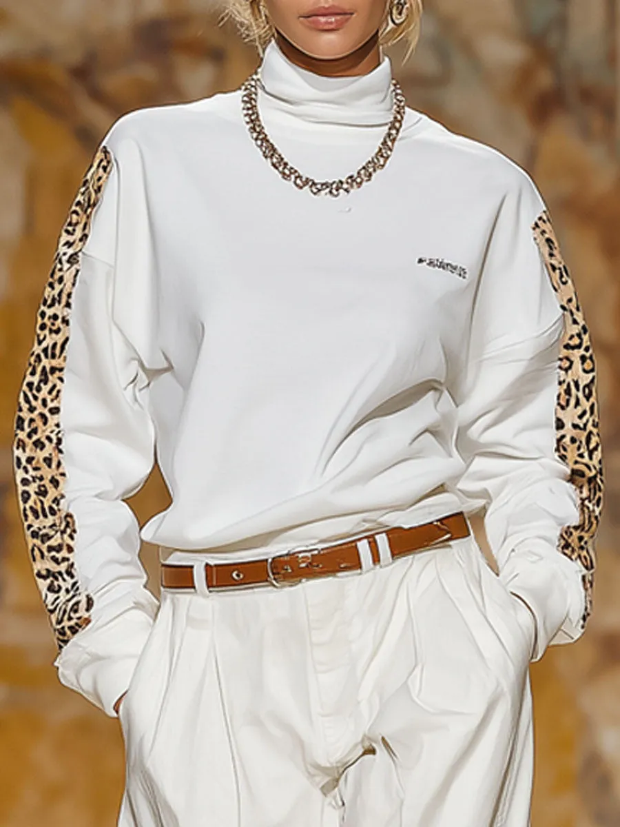 Loose-fitting High-neck Sweatshirt And Cotton And Linen Wide-leg Trousers Set sold by Oyrosy product image thumbnail 2