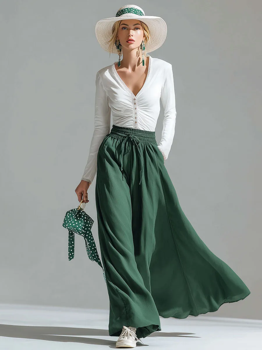 Stylish And Casual White Cotton Top And Green Chiffon Trousers Set sold by Oyrosy product image thumbnail 2