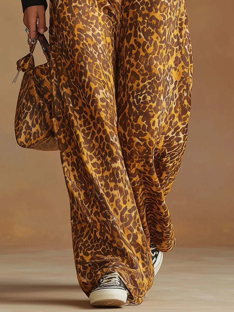Stylish And Casual Yellow Leopard Print Overalls sold by Oyrosy product image thumbnail 4