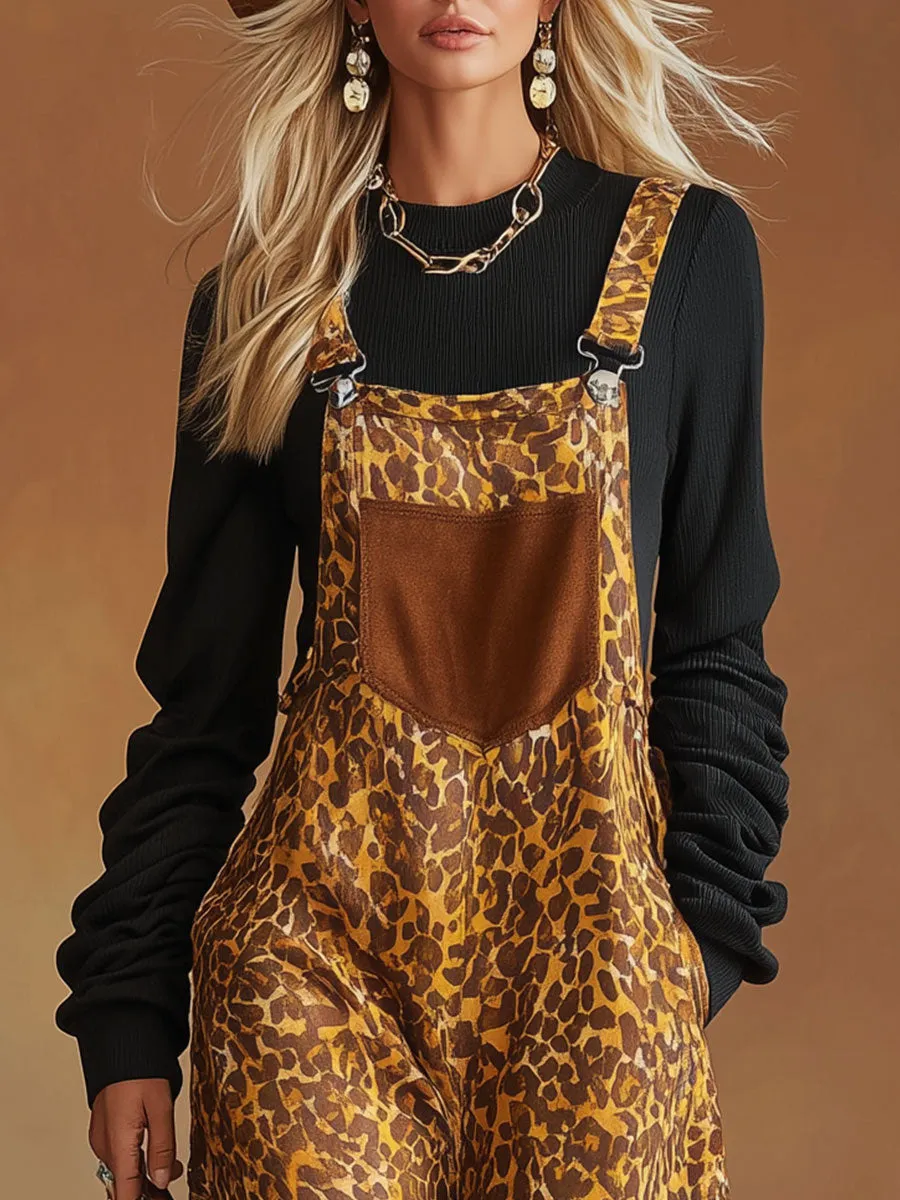 Stylish And Casual Yellow Leopard Print Overalls sold by Oyrosy product image thumbnail 3