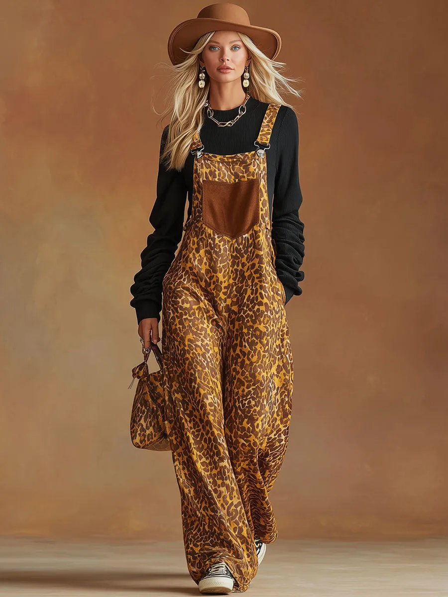 Stylish And Casual Yellow Leopard Print Overalls sold by Oyrosy product image thumbnail 2