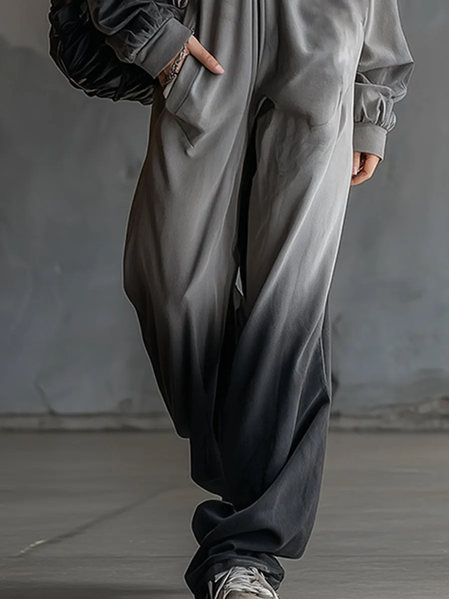 Trendy Sporty Grey Gradient Black Hooded Jumpsuit sold by Oyrosy product image thumbnail 4