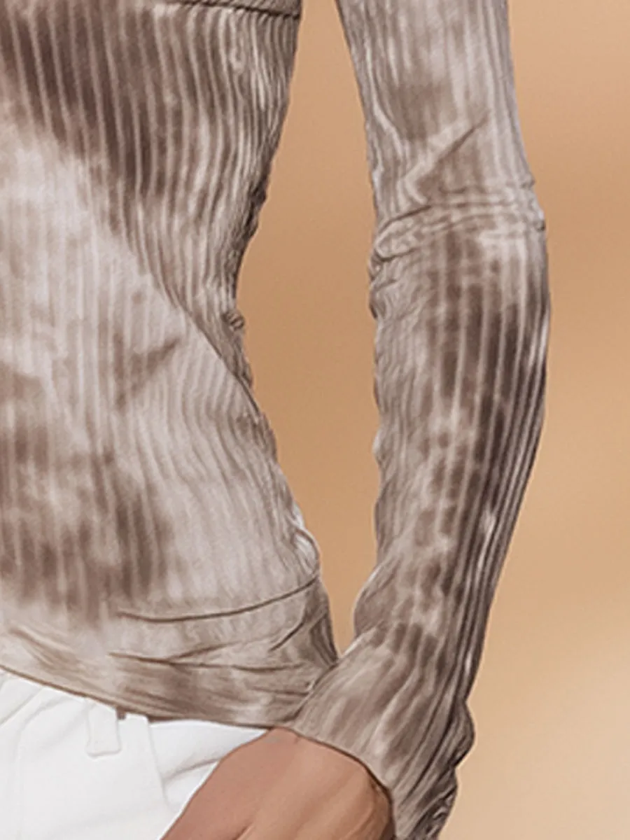 Stylish Vintage Brown Tie-dye V-neck Shirt sold by Oyrosy product image thumbnail 4