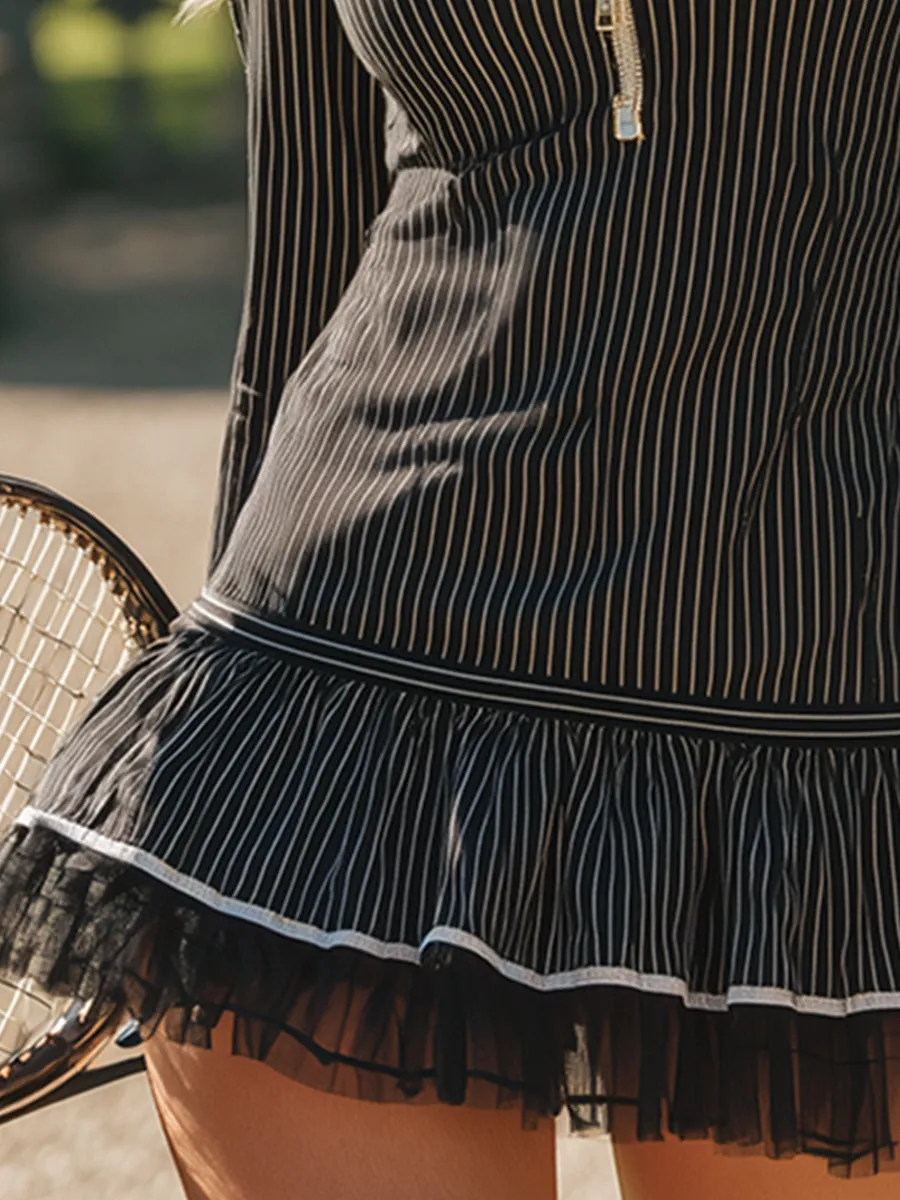 Retro Classic Sporty Black Striped Hooded Cotton Mini Dress sold by Oyrosy product image thumbnail 4