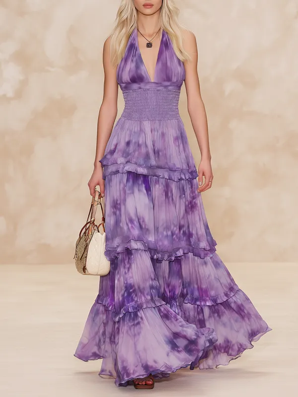 Lazy And Romantic Halter-neck V-neck Chiffon Long Dress sold by Oyrosy