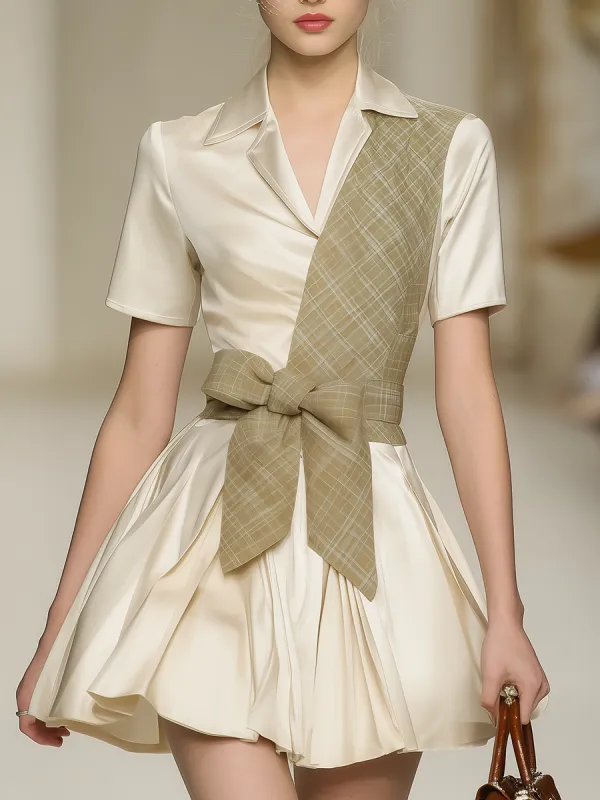 Retro And Elegant A-line Short-sleeved Satin Mini Dress sold by Oyrosy