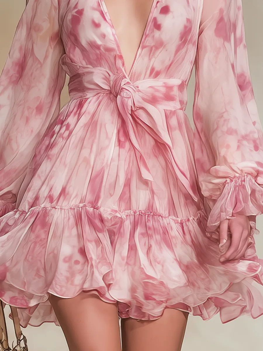 Romantic And Elegant Chiffon Mini Dress sold by Oyrosy product image thumbnail 4