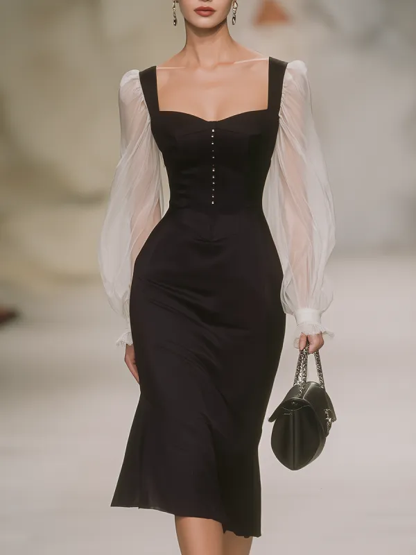 Stylish And Elegant Long-sleeved Mermaid Midi Dress sold by Oyrosy