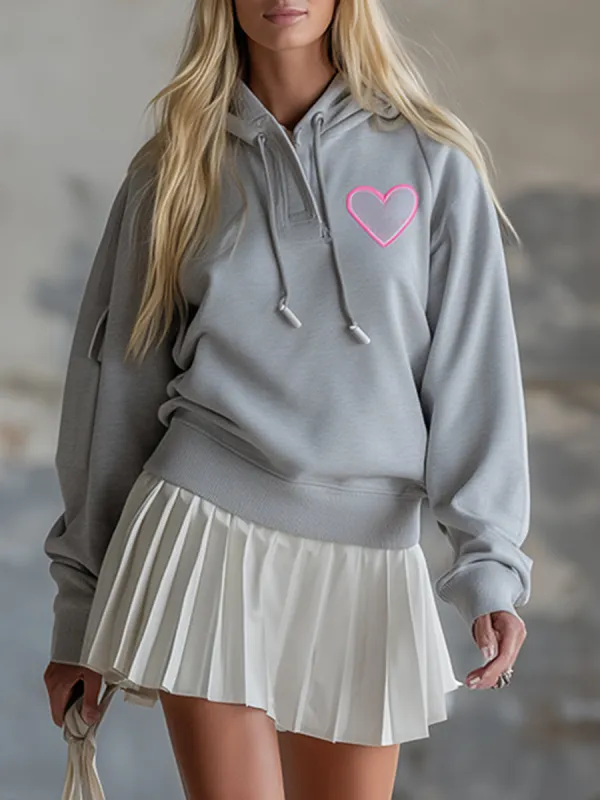 Casual And Sweet Embroidered Gray Sweatshirt Mini Dress sold by Oyrosy