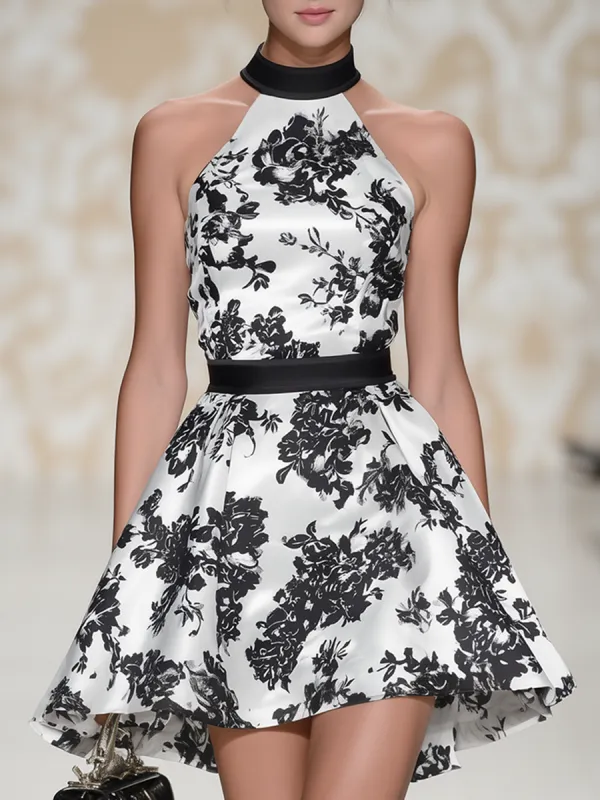 Elegant And Stylish Halter-neck Sleeveless Satin Mini Dress sold by Oyrosy