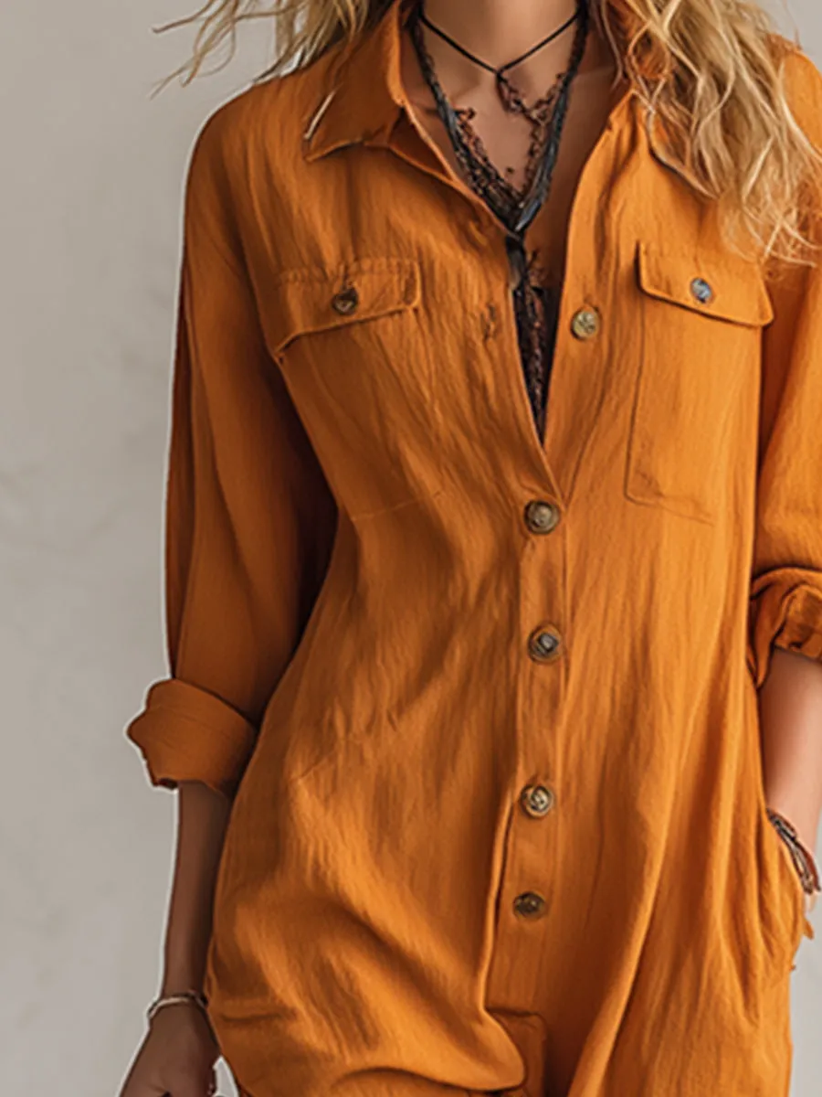 Casual And Stylish Orange Cotton And Linen Three-quarter Length Jumpsuit sold by Oyrosy product image thumbnail 3