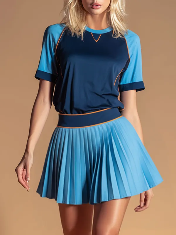 Sporty Blue Top And Pleated Skirt Set sold by Oyrosy