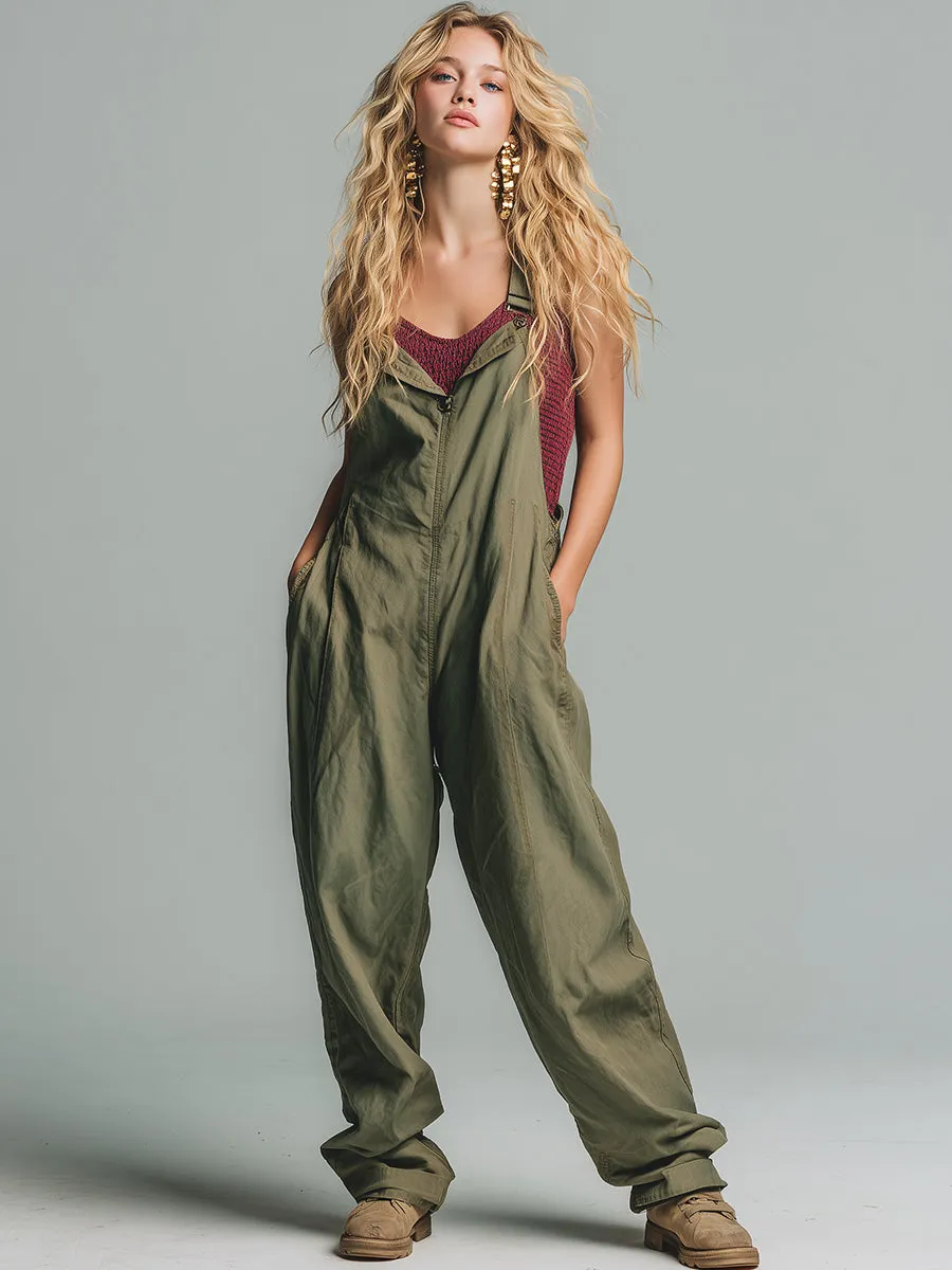 Casual And Stylish Olive Green Washed Cotton Overalls sold by Oyrosy product image thumbnail 2