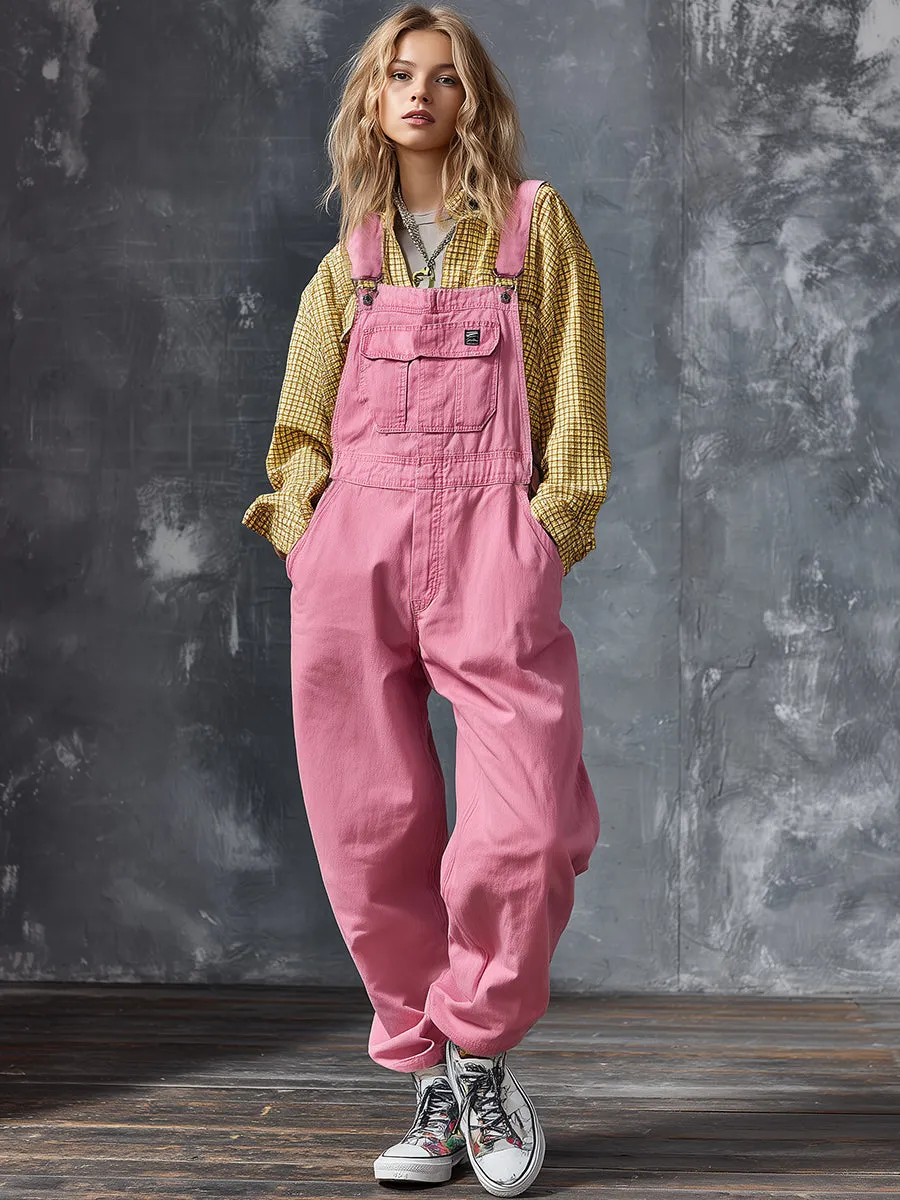 Casual Western Pink Denim Jumpsuit Overalls sold by Oyrosy product image thumbnail 2