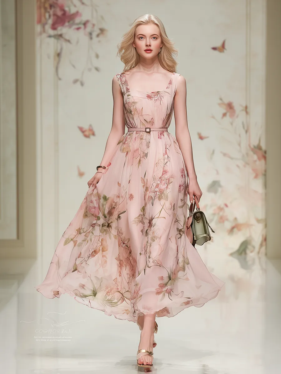 Elegant And Comfortable Square Neck A-line Maxi Dress sold by Oyrosy product image thumbnail 2