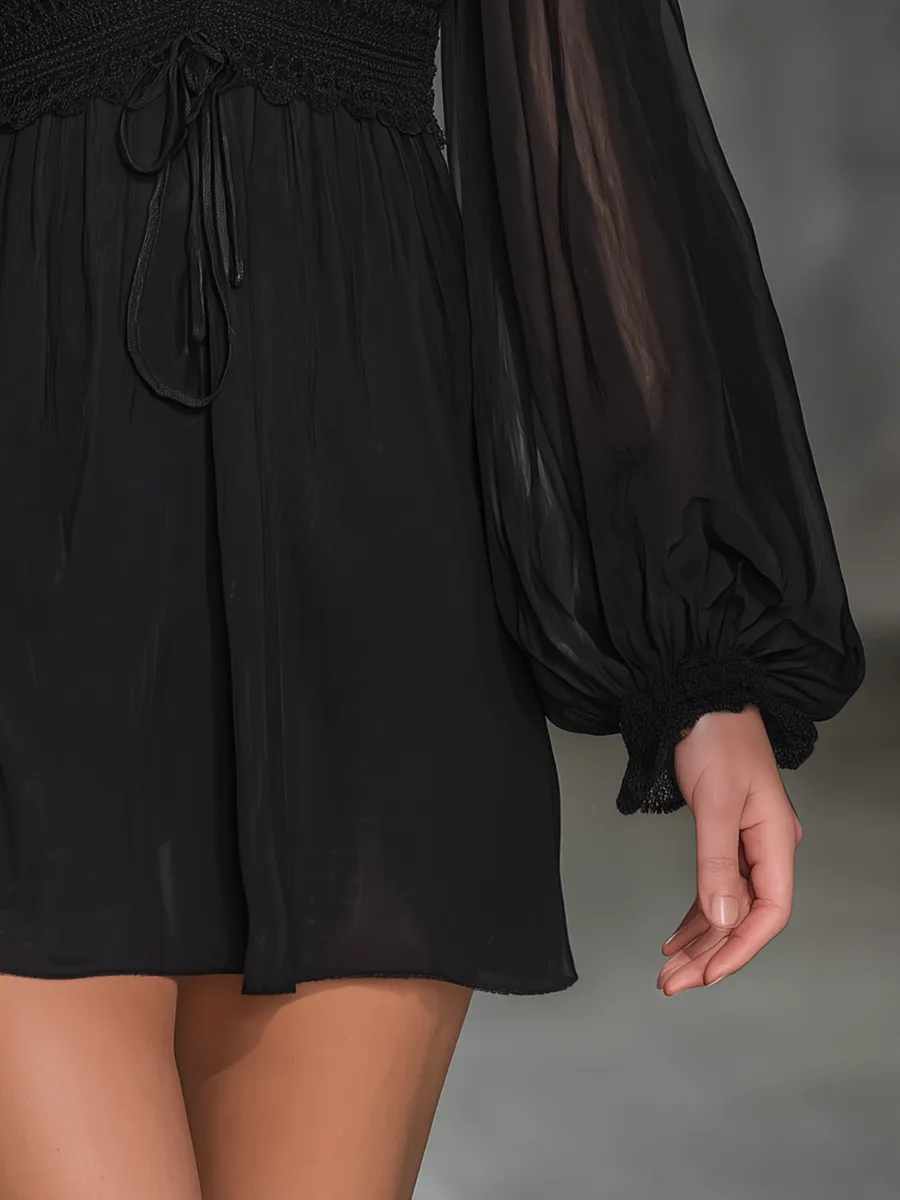 Bohemian Style Vintage And Elegant V-neck Chiffon Mini Dress sold by Oyrosy product image thumbnail 4