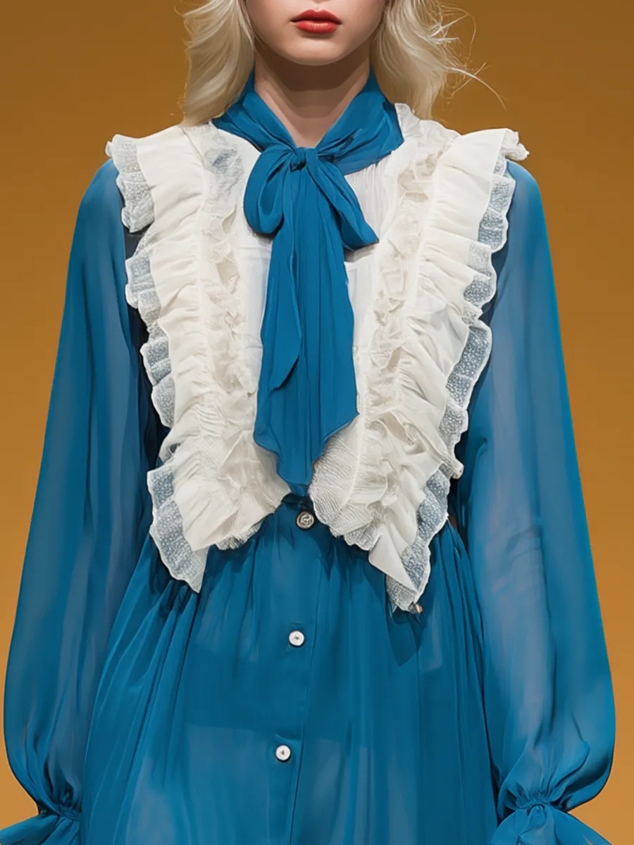 Retro Comfortable Ruffled Long-Sleeved Midi Dress sold by Oyrosy product image thumbnail 3