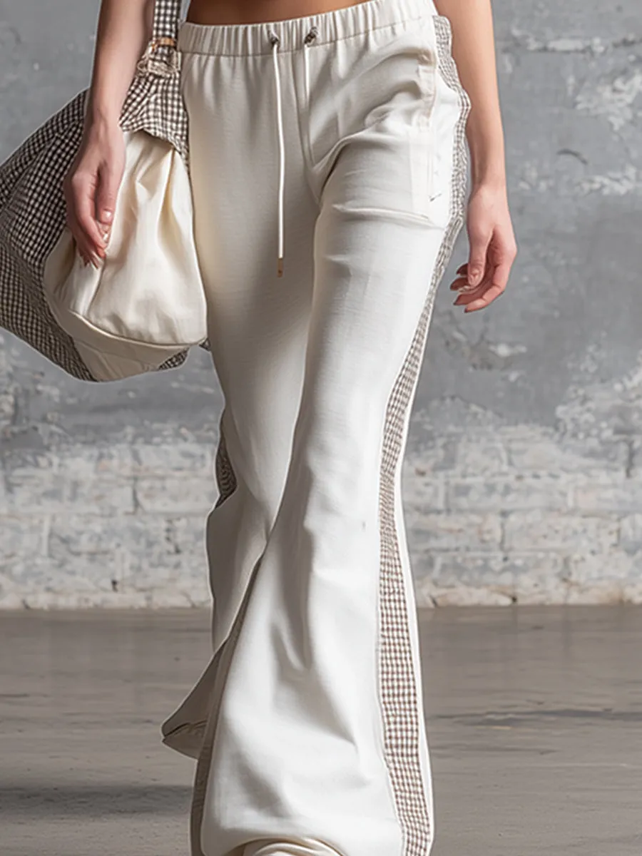 Stylish Sporty Checkered Trim White Hooded Vest And Pants Set sold by Oyrosy product image thumbnail 4