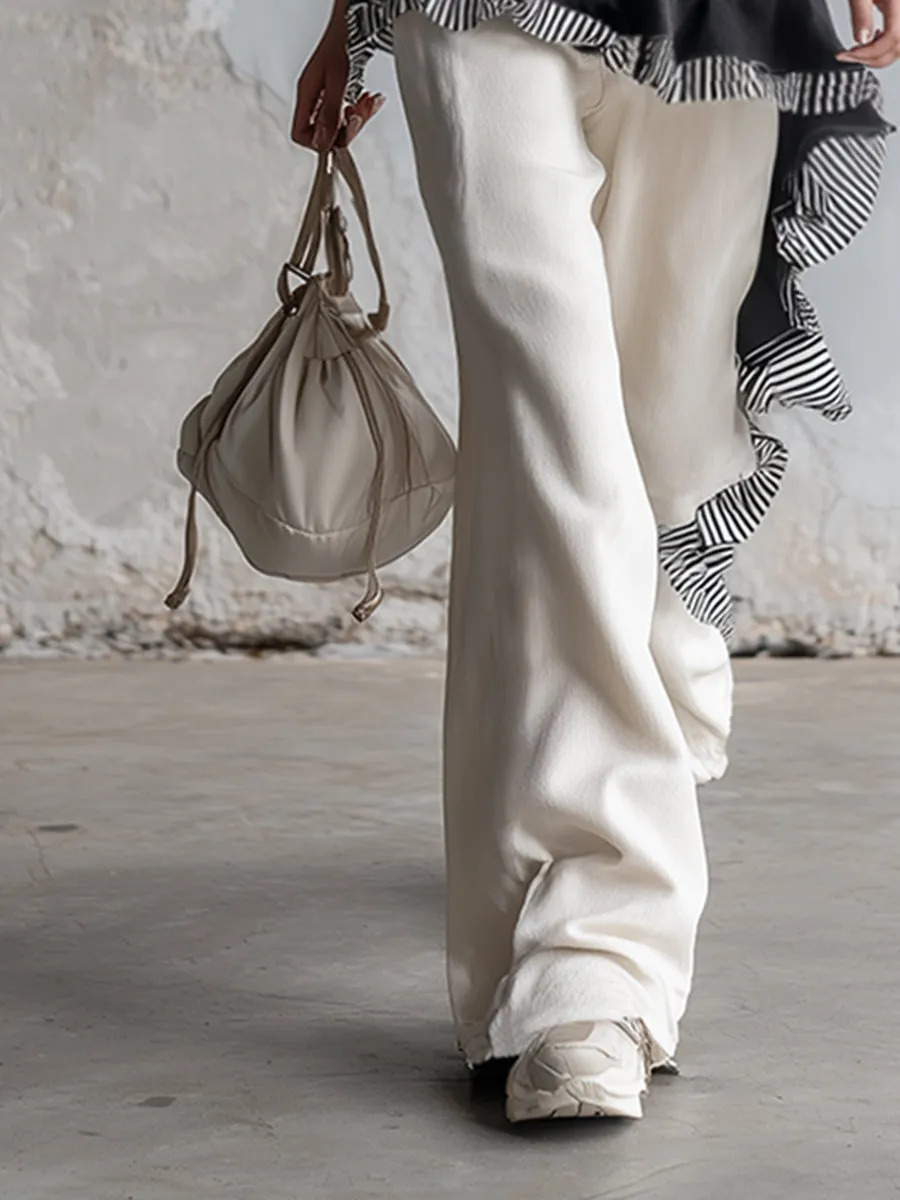 Casual Sporty Striped Black Hooded Vest And White Wide-leg Pants Set sold by Oyrosy product image thumbnail 4