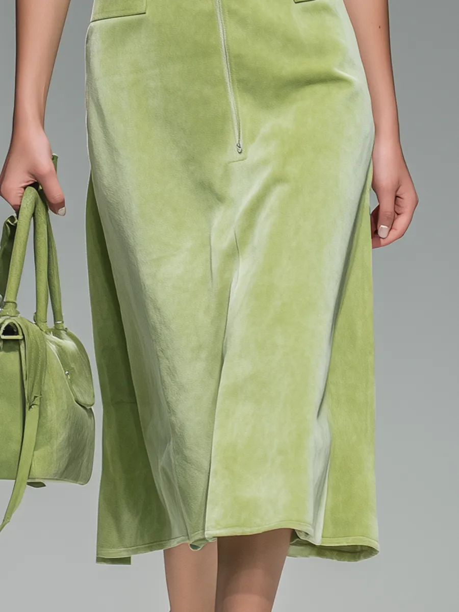 Vintage Elegant Square-neck Sleeveless Velvet Midi Dress sold by Oyrosy product image thumbnail 4