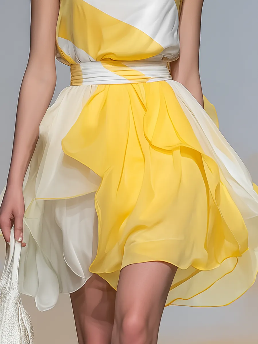 Relaxed And Stylish Square Neck Sleeveless A-line Mini Dress sold by Oyrosy product image thumbnail 4