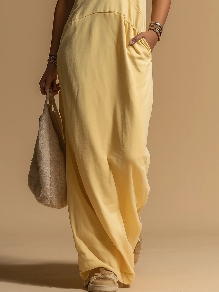 Sporty Comfortable Hooded Lace-trimmed Sleeveless Maxi Dress sold by Oyrosy product image thumbnail 4