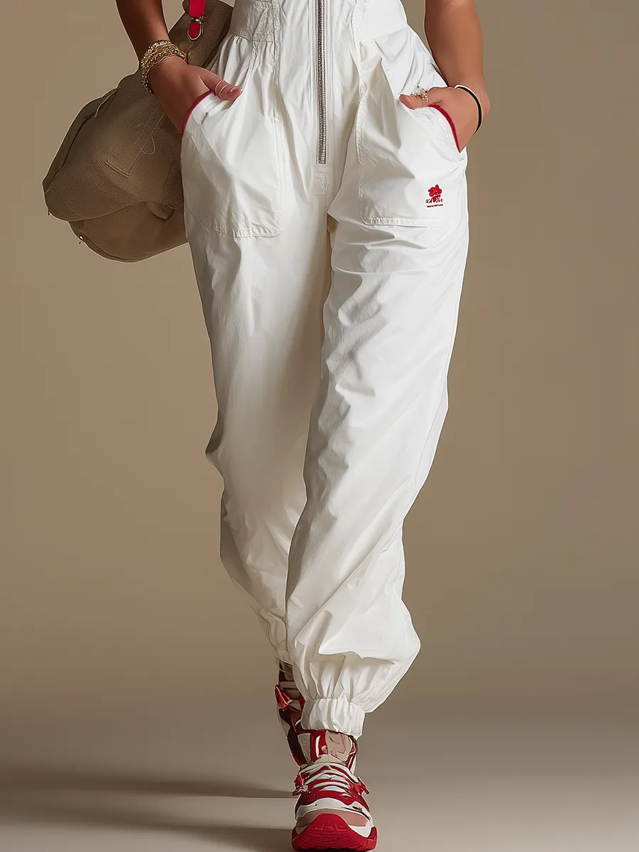 Sporty And Fashionable Lace-trimmed V-neck Sleeveless Jumpsuit sold by Oyrosy product image thumbnail 4